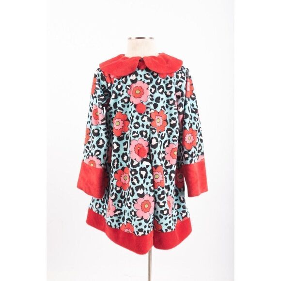 Bailey Boys Classics Girls Swing Coat Dress Sz 4 MultiColor Floral Leopard - Picture 1 of 6